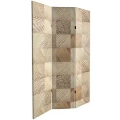 6" Double Sided Pale Wood Pattern Canvas Room Divider Brown - Oriental Furniture -Furniture Series Store GUEST 17255139 1911 469e ad94 ff66fdd3a07a