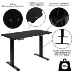Emma And Oliver 48" Wide Black Electric Adjustable Standing Desk & Black Swivel Office Chair -Furniture Series Store GUEST 17d40d47 7ebd 4c5f 9067 e02fd11f2b05