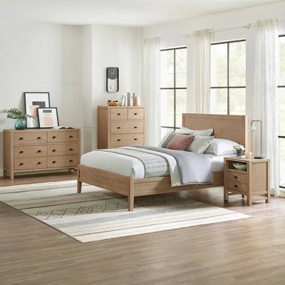4pc Arden Wood Bedroom Set With 2 Drawer Nightstand Light Driftwood - Alaterre Furniture 1 4pc Arden Wood Bedroom Set With 2 Drawer Nightstand Light Driftwood - Alaterre Furniture