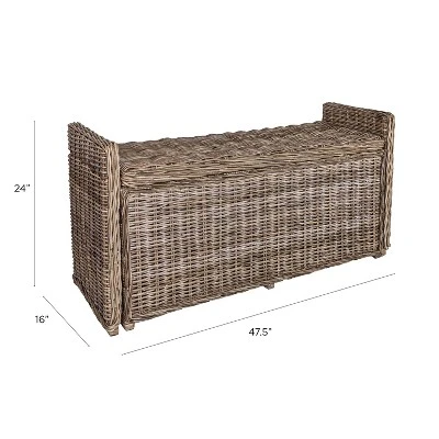 Happimess Naples 47.50" Wicker Trunk Storage Bench, Gray 6 Happimess Naples 47.50" Wicker Trunk Storage Bench, Gray - Image 6