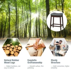 Costway Set Of 2 Nailhead Saddle Bar Stools 24'' Counter Stools Brown/White With Grey Cushion 15 Costway Set Of 2 Nailhead Saddle Bar Stools 24'' Counter Stools Brown/White With Grey Cushion -Furniture Series Store GUEST 19c2b9fc 556d 46d6 8555 a59013297bd4