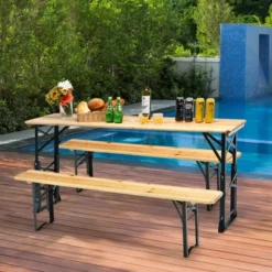 Costway 66.5" Outdoor Folding Wood Picnic Table Height Adjustable Metal Frame 12 Costway 66.5" Outdoor Folding Wood Picnic Table Height Adjustable Metal Frame -Furniture Series Store GUEST 19f419e7 5472 4ad9 a15c 70be28e894b4