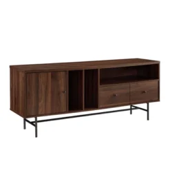Modern Vinyl Record Player Storage TV Stand For TVs Up To 65" Dark Walnut - Saracina Home -Furniture Series Store GUEST 1a24674e d0cf 41ee 928a b779b9d81afc