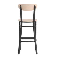 Emma And Oliver Industrial Barstool With Rolled Steel Frame And Solid Wood Seat - 500 Lbs. Static Weight Capacity -Furniture Series Store GUEST 1a8326d0 1a98 4a8c 8bd0 e3d3d37434d6