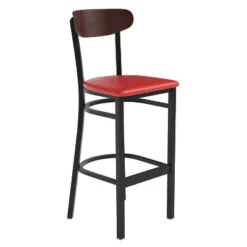 Emma And Oliver Industrial Barstool With Rolled Steel Frame And Solid Wood Seat - 500 Lbs. Static Weight Capacity -Furniture Series Store GUEST 1b56ec0f e9d7 4fdc 8b36 7f39d9bd49ea