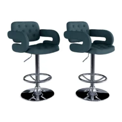 Set Of 2 Adjustable Tufted Fabric Barstool With Armrests - CorLiving -Furniture Series Store GUEST 1cf2ca65 4afa 4c56 858c 9d567c61f458
