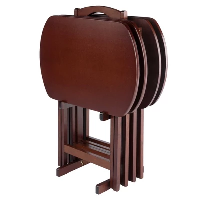 4pc Corbett Oversize Oblong Snack Table Set Antique Walnut - Winsome 1 4pc Corbett Oversize Oblong Snack Table Set Antique Walnut - Winsome