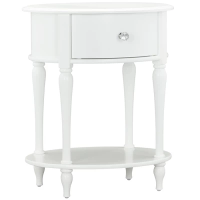 Little Seeds Rowan Valley Laren Oval 1 Drawer Nightstand With Wood Legs, White 3 Little Seeds Rowan Valley Laren Oval 1 Drawer Nightstand With Wood Legs, White - Image 3