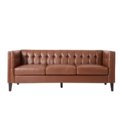 Pondway Contemporary Faux Leather Tufted 3 Seater Sofa - Christopher Knight Home -Furniture Series Store GUEST 1f69ec75 8461 4c56 b21b 39dee22b0203