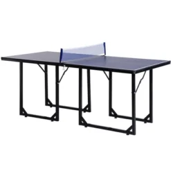 Soozier Midsize Table Tennis, Foldable Ping Pong Table With Net, Space Saving Folding Legs, Converts Into 2 Tables For Party Games, Cards, Blue -Furniture Series Store GUEST 1fec1b46 9e15 49ff b150 d9ee4268305f