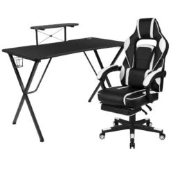 Flash Furniture Gaming Desk With Cup Holder/Headphone Hook/Monitor Stand & Reclining Back/Arms Gaming Chair With Footrest 23 Flash Furniture Gaming Desk With Cup Holder/Headphone Hook/Monitor Stand & Reclining Back/Arms Gaming Chair With Footrest -Furniture Series Store GUEST 21490de1 edb7 4913 98c3 8dd95877e29f