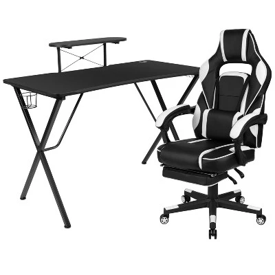 Flash Furniture Gaming Desk With Cup Holder/Headphone Hook/Monitor Stand & Reclining Back/Arms Gaming Chair With Footrest 12 Flash Furniture Gaming Desk With Cup Holder/Headphone Hook/Monitor Stand & Reclining Back/Arms Gaming Chair With Footrest - Image 12