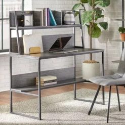 Vermillion Desk With Hutch Black/Gray - Buylateral