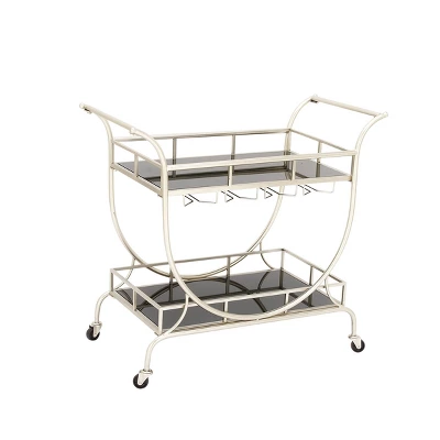 Modern 2 Tier Cart Silver - Olivia & May 7 Modern 2 Tier Cart Silver - Olivia & May - Image 7