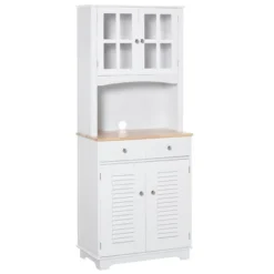 HOMCOM 67" Modern Buffet With Hutch, Louvered Kitchen Pantry Microwave Cabinet With Framed Glass Doors And 2 Drawers, White 8 HOMCOM 67" Modern Buffet With Hutch, Louvered Kitchen Pantry Microwave Cabinet With Framed Glass Doors And 2 Drawers, White -Furniture Series Store GUEST 222e08ab 4f68 4c38 97c6 37c8d6b86790