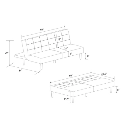 Bowie Upholstered Futon - Room & Joy 11 Bowie Upholstered Futon - Room & Joy - Image 11