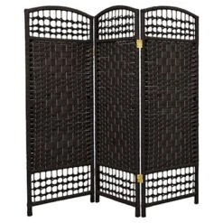 4 Ft. Tall Fiber Weave Room Divider (3 Panels) - Oriental Furniture