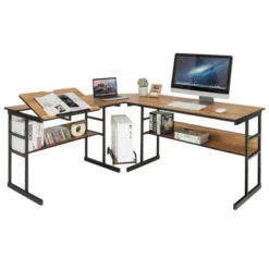 Costway L-Shaped Computer Desk Drafting Table Workstation W/ Tiltable Tabletop -Furniture Series Store GUEST 242977b1 70fd 4638 a533 8507bc822ff7