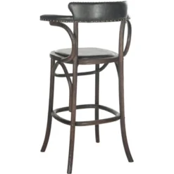 Kenny Bar Stool Brass Nail Heads - Antique Black - Safavieh -Furniture Series Store GUEST 24a421c7 2cbc 4140 8b5d a597cf8f1cda