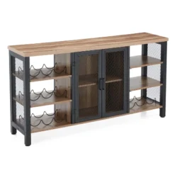 Jomeed Modern Industrial Farmhouse Metal Frame Wooden Buffet Coffee Entertainment Cabinet With Removable Wine Bottle And Stemware Racks -Furniture Series Store GUEST 252a0a95 baf7 440d a943 d775c92f8e8b