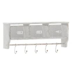 Emma And Oliver Rustic Country Wall Mounted Shelf With 5 Adjustable Sliding Hooks And Three Wire Storage Baskets 25 Emma And Oliver Rustic Country Wall Mounted Shelf With 5 Adjustable Sliding Hooks And Three Wire Storage Baskets -Furniture Series Store GUEST 263323ad 84df 45ee ada0 5d1f94161ab5