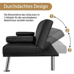 Yaheetech Convertible Futon Sofa Bed Tufted Fabric Futon With Cupholders And Pillows -Furniture Series Store GUEST 26c68fc7 fb13 4eca 96ce c6582e23c7d9