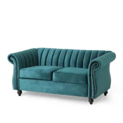 Glenmont Modern Glam Channel Stitch Velvet Loveseat With Nailhead Trim - Christopher Knight Home -Furniture Series Store GUEST 26cd1e7c 202a 408e 8f8b 90f7746c5b58