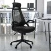 Emma And Oliver High Back Black Mesh Executive Swivel Office Chair With Flip-Up Arms