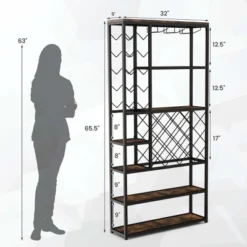 Costway Industrial Wine Rack Multi-purpose Freestanding Bakers Rack With Glass Holder -Furniture Series Store GUEST 27c34630 2785 4800 b86d 269480eaf546