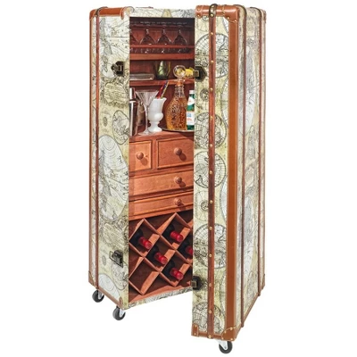 Design Toscano Italian-Style World Map Cocktail Bar Steamer Trunk 2 Design Toscano Italian-Style World Map Cocktail Bar Steamer Trunk - Image 2