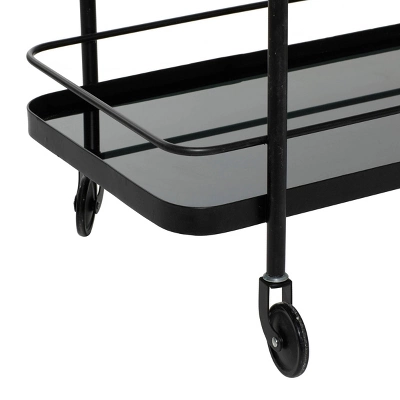 Contemporary Metal Bar Cart Black - Olivia & May 2 Contemporary Metal Bar Cart Black - Olivia & May - Image 2