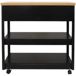 Sunnydaze Decor Sunnydaze MDF Indoor Farmhouse Style Kitchen Island Cart With Drawers And Shelves - 34.25" H - Black -Furniture Series Store GUEST 298f459b 5bef 40d9 99db e1a58c8408be