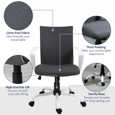 Vinsetto Mid Back Home Office Chair With Adjustable Height, High Armrests And Rocking Function 4 Vinsetto Mid Back Home Office Chair With Adjustable Height, High Armrests And Rocking Function - Image 4
