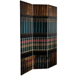 6" Double Sided Library Canvas Room Divider Brown - Oriental Furniture -Furniture Series Store GUEST 2bc490b5 f48d 490e 8060 e9ae9f282e91