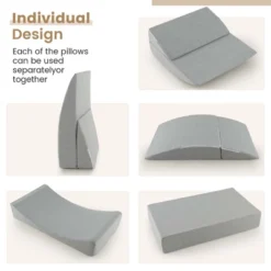 Costway 4-in-1 Convertible Folding Sofa Bed Floor Futon Sleeper Couch Chair Single Grey -Furniture Series Store GUEST 2ca24922 cee0 44a9 92c2 e1fc78267442