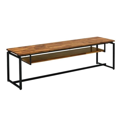 67" Jurgen TV Stand For TVs Up To 65" Oak/Black Metal - Acme Furniture 2 67" Jurgen TV Stand For TVs Up To 65" Oak/Black Metal - Acme Furniture - Image 2