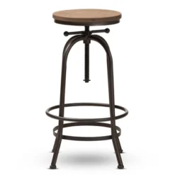 Baxton Studio Aline Wood And Rust Finished Steel Adjustable Swivel Barstool Brown - BaxtonStudio -Furniture Series Store GUEST 2d970210 d76d 462c 9ed8 8e4c5b1d3760