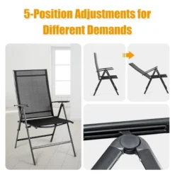 Costway 4PCS Patio Folding Dining Chair Recliner Adjustable Black 12 Costway 4PCS Patio Folding Dining Chair Recliner Adjustable Black -Furniture Series Store GUEST 2ee9843d fc62 40e3 87c5 1efb09f1159a