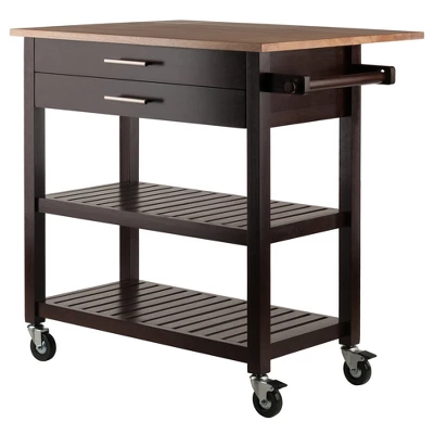 Langdon Kitchen Cart Cappuccino - Winsome 1 Langdon Kitchen Cart Cappuccino - Winsome