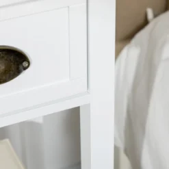 HOMCOM 2-Tier Side Table With Drawer, Narrow End Table With Bottom Shelf, For Living Room Or Bedroom, Set Of 2, White -Furniture Series Store GUEST 2f7f3cca 99a0 46af 88f3 5f471bb4c375