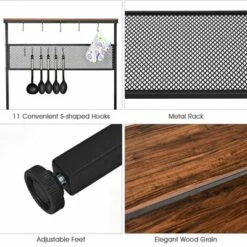 Costway 4-Tier Kitchen Bakers Rack Microwave Oven Stand Industrial W/Hooks & Mesh Panel -Furniture Series Store GUEST 305d9aea b7a1 4f51 93bb 610ac3d83c4d
