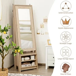 Costway Jewelry Cabinet Large Full Length Armoire 2-in-1 Stand Mirror Organizer -Furniture Series Store GUEST 30623ed5 70db 4cd1 bd65 1bbb04d084d7