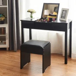 Costway Black Vanity Dressing Table Furniture Stool Storage Box -Furniture Series Store GUEST 30f8d21c 0fec 4404 a157 fda885d88353