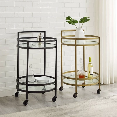 Bailey Round Bar Cart Matte Black - Crosley 3 Bailey Round Bar Cart Matte Black - Crosley - Image 3