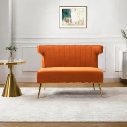 Cadmus 46" Modern Velvet Armless Loveseat With Channel-tufted Wingback For Living Room And Drawing Room| KARAT HOME -Furniture Series Store GUEST 32b1da6d 7fec 45ca 8dd1 bc03eaa8240e