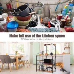 Costway 4-Tier Vintage Kitchen Baker's Rack Utility Microwave Stand W/ Basket & 5 Hooks 17 Costway 4-Tier Vintage Kitchen Baker's Rack Utility Microwave Stand W/ Basket & 5 Hooks -Furniture Series Store GUEST 35d07c6d a2e8 421e afce 68a26e7dc0e2