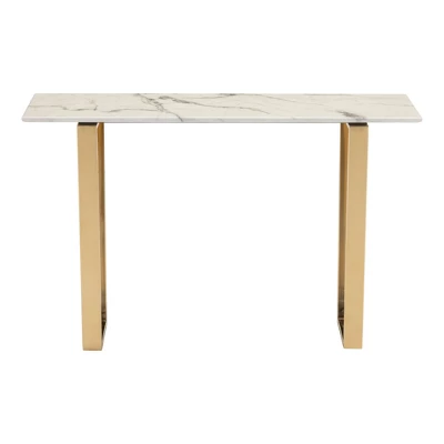 Modern Faux Marble And Stainless Steel 47" Rectangular Console Table - Stone/Gold - ZM Home 9 Modern Faux Marble And Stainless Steel 47" Rectangular Console Table - Stone/Gold - ZM Home - Image 9