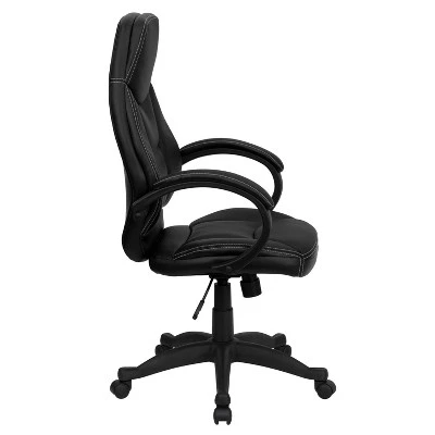 Emma And Oliver High Back Black LeatherSoft Curved Back Swivel Ergonomic Office Chair-Loop Arms 2 Emma And Oliver High Back Black LeatherSoft Curved Back Swivel Ergonomic Office Chair-Loop Arms - Image 2