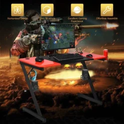 Costway Gaming Desk & Chair Set Z-Shaped Racing Style Desk With Massage Swivel Gaming Chair -Furniture Series Store GUEST 37f795d8 dc08 4686 ad01 9f0afc1f37d9