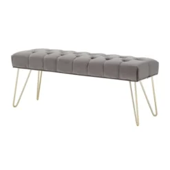 Hewett Velvet Tufted Metal Bench - Inspire Q -Furniture Series Store GUEST 38198094 39ea 41aa a20c 75d42fc70e3e